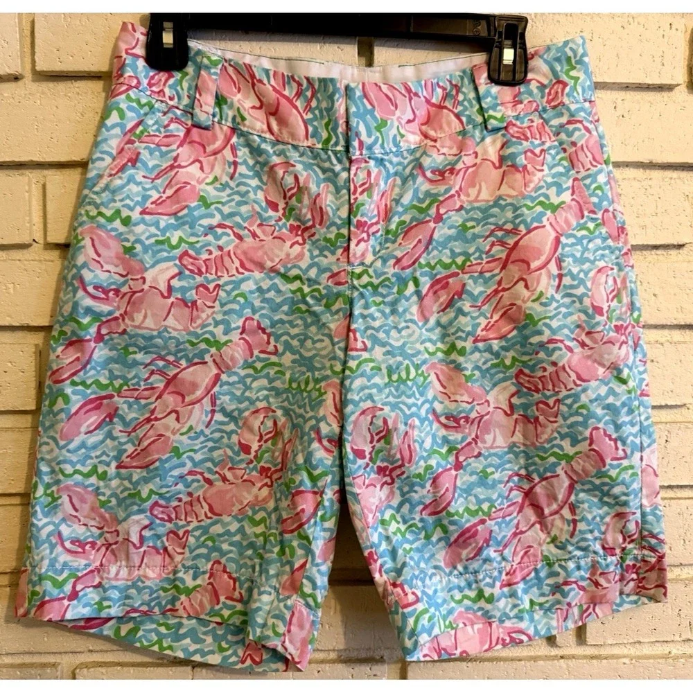Lilly Pulitzer Womens 6 The Chipper Bermuda Golf Summer Shorts Lobster Print